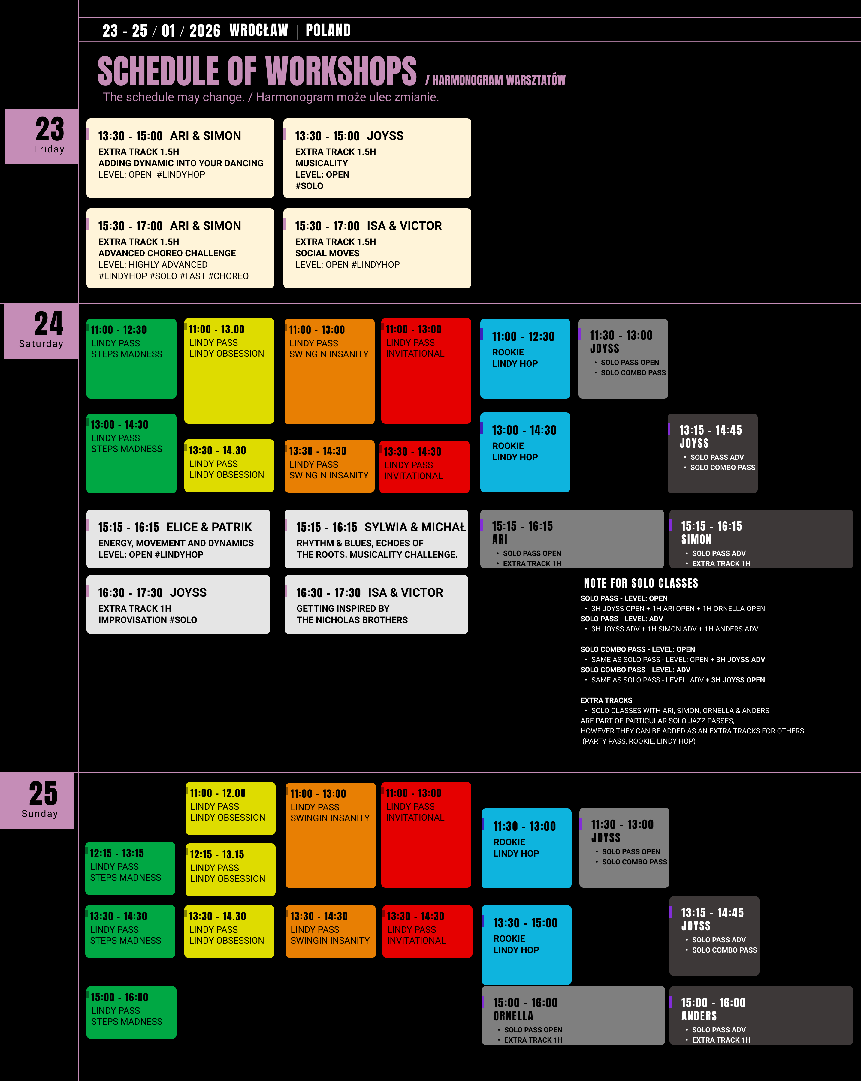 General Event Schedule 2026
